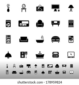 Home furniture icons on white background, stock vector