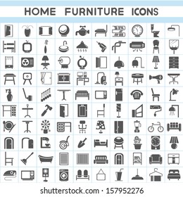 home furniture icons set