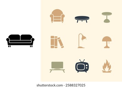 Home and Furniture Icons Set. Editable vector icon. Perfect for web and app interfaces, presentations, info graphics, etc
