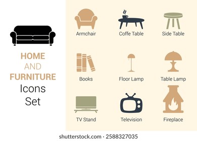 Home and Furniture Icons Set. Editable vector icon. Perfect for web and app interfaces, presentations, info graphics, etc
