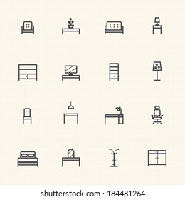 Home Furniture Icons Set. Line Icon