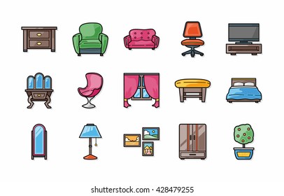 Home furniture icons set,eps10