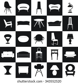 Home furniture, illustrations concept design set, vector.