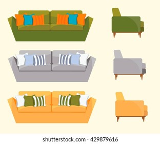 Home furniture. Interior design. Sofas