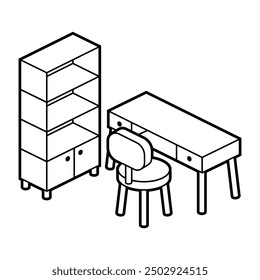 Home furniture isometry illustration. Domestic and office furniture and equipment.