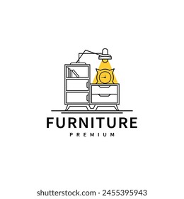 home furniture logo design with Drawer shelf and Hanging Lamp