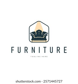 home furniture logo design simple black silhouette concept sofa chair illustration symbol