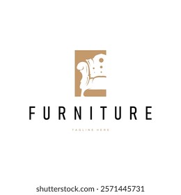 home furniture logo design simple black silhouette concept sofa chair illustration symbol