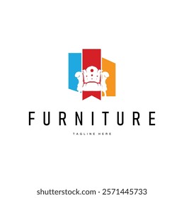 home furniture logo design simple black silhouette concept sofa chair illustration symbol