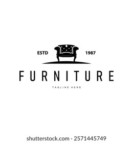 home furniture logo design simple black silhouette concept sofa chair illustration symbol