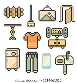 home furniture objects pixel art