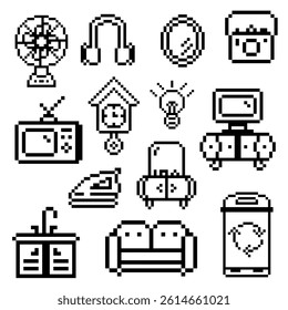 home furniture objects pixel art