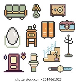 home furniture objects pixel art