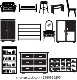 Home Furniture Set Icons Collection