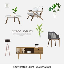 Home furniture. Set of modern furniture. Furniture advertising