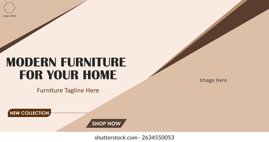 Home furniture website banner. Vector graphic furniture web banner. Modern template.