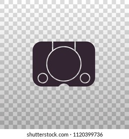Home gaming console system - black silhouette icon on isolated transparent background. Modern videogame gadget, device in outline design. 