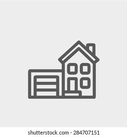 Home and garage icon thin line for web and mobile, modern minimalistic flat design. Vector dark grey icon on light grey background.