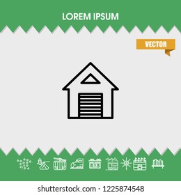 Home garage icon vector