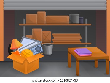 Home garage sale concept background. Cartoon illustration of home garage sale vector concept background for web design