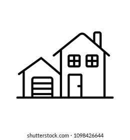 Home and garage, vector illustration