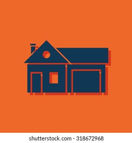 Home and garage, vector illustration