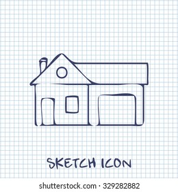 Home and garage, vector illustration