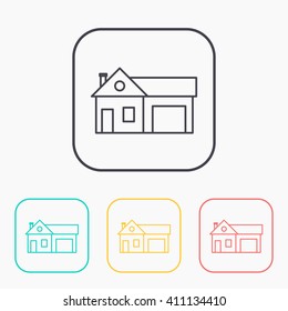 Home and garage, vector illustration