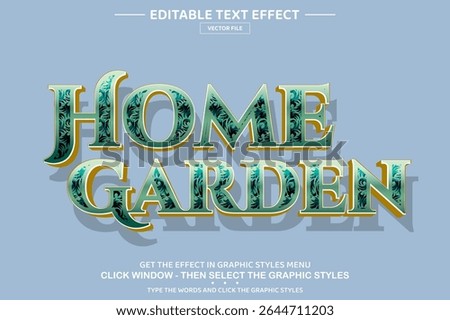 Home garden 3D editable text effect template