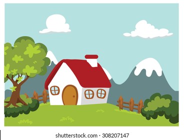 home in garden background