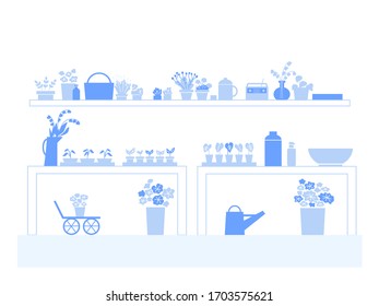 Home and garden background vector for Quarantine, stay at home concept series. Vector drawn illustrations of plants in the room.