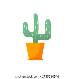 Home garden. colored flower botanical, bright flowerpot.  house plant with leaves, succulent cactus. Isolated element on white background. Flat Vector Illustration