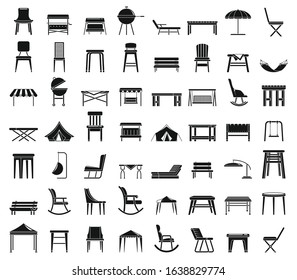 Home garden furniture icons set. Simple set of Home garden furniture vector icons for web design on white background