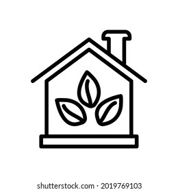 Icono de jardín de casa, gráficos de vectores de línea