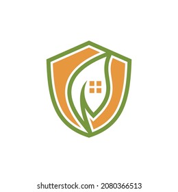 home garden shield and protect logo design concept