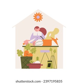 Home gardening concept. Vector illustration in flat style. Isolated on white background.