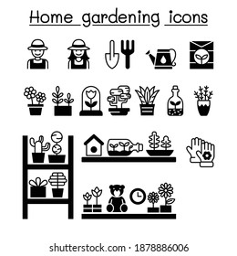 Iconos de jardinería casera conjunto de ilustración vectorial diseño gráfico