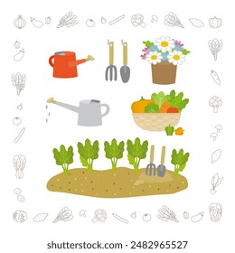 Home gardening and gardening image illustration setHome gardening and gardening image illustration set