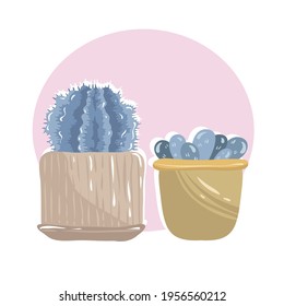 Home gardening.Vector illustration. Cacti, print on t-shirt, stickers, handmade, postcard