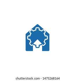 home with gear logo concept for business technology company. minimal logo. simple logo. modern logo concept.