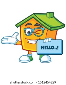 home with geek glasses mascot character design vector 