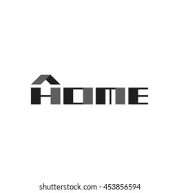 Home geometric logo vector isolated on white background, black and white letters with house roof logotype, concept of real estate creative symbol, trendy modern cartoon element design