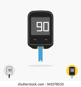 Home glucometer diabetes flat style pharmacy concept, medical measuring portable technology analysis hypoglycemic glycemia, tool isolated on white background trend modern design vector illustration.