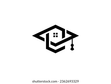 home and graduate logo design. creative building architecture, smart education icon vector.