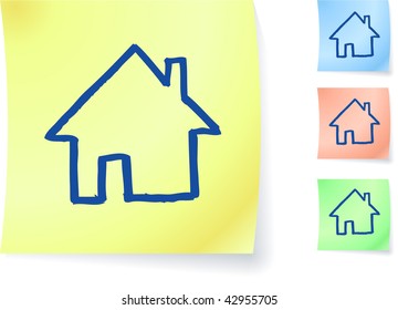 gráfico de inicio en nota pegajosa ilustración vectorial original Publicar bocetos de notas Tres versiones de color incluidas