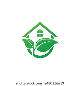 logotipo abstracto de la hierba casera estilo moderno