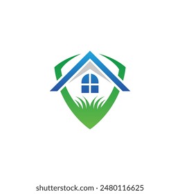 logotipo abstracto de la hierba casera estilo moderno
