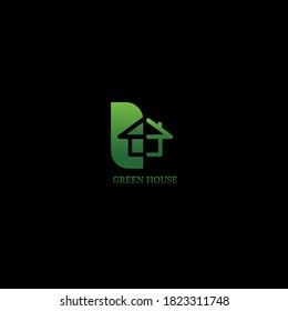 Home and green leaf logo icon design vector. Green home concept. Black background. EPS10