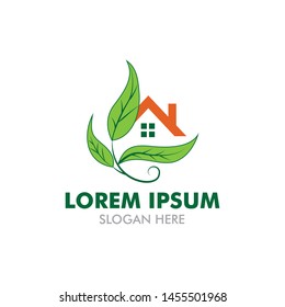 Home green leaf nature logo vector image