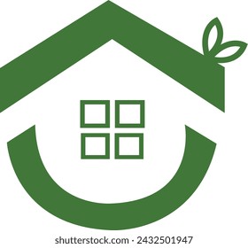 Home green logo with a combination of home and leaf for any business especially for eco house, real estate, property, agency